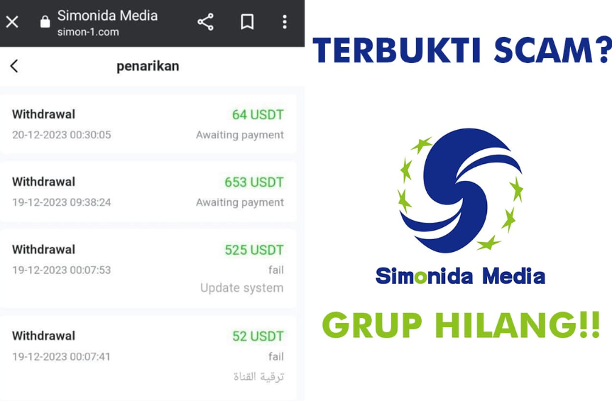 Aplikasi Penghasil Uang Simonida Media Terbukti Scam