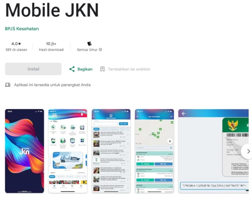 Cara Cek BPJS Kesehatan Aktif atau Tidak, capture via Mobile JKN Google Play Store