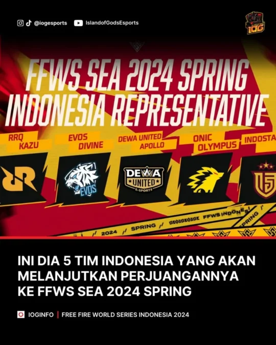 Tim Esports Free Fire Indonesia yang lolos FFWS Sea 2024 Spring